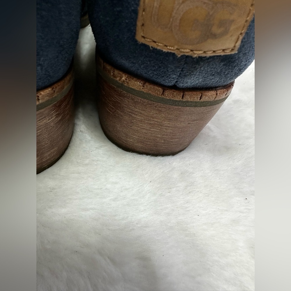UGG Navy Suede Heeled Boots - Picture 9 of 15
